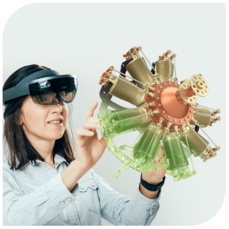 Woman with AR wearable experiencing AR technology